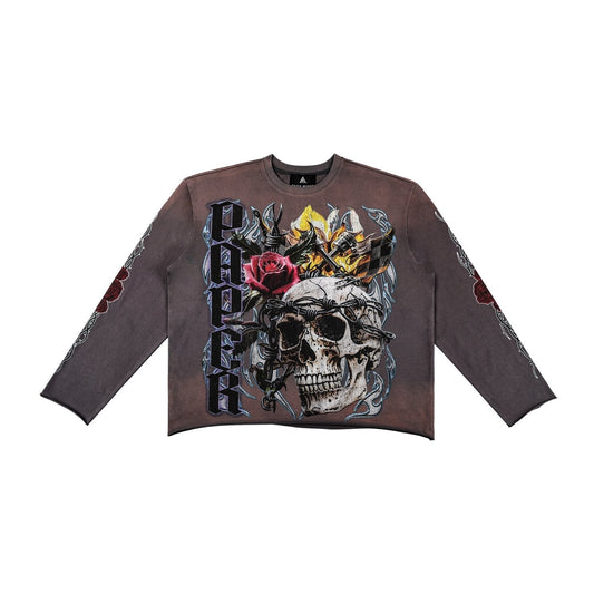 Paper Money Brand Death Race Long Sleeve Tee Brown