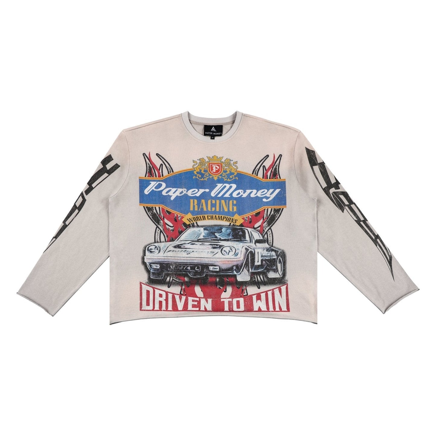 Paper Money Brand Driven To Win Long Sleeve Tee Grey