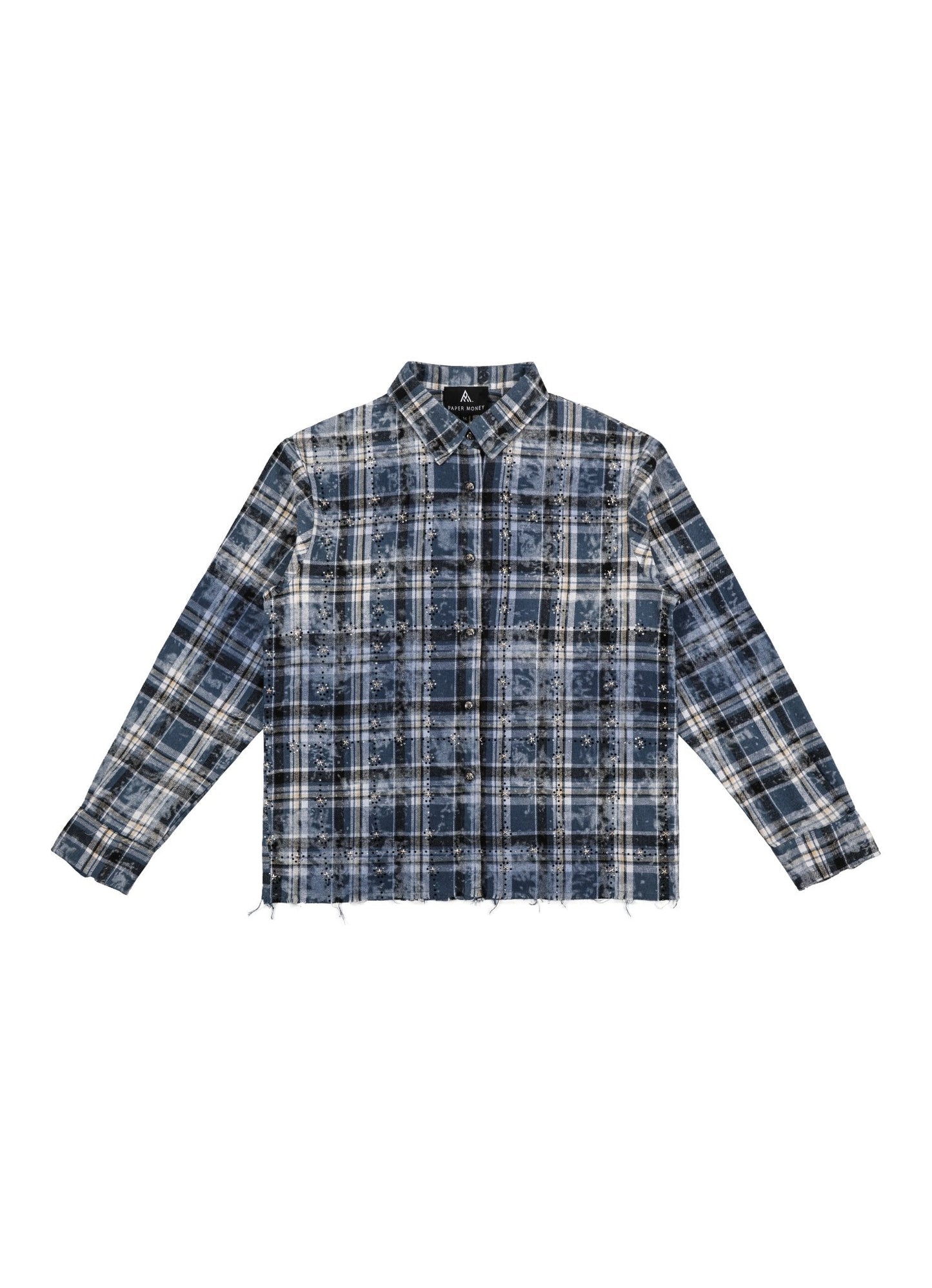 Paper Money Brand Rhinestone Flannel Blue