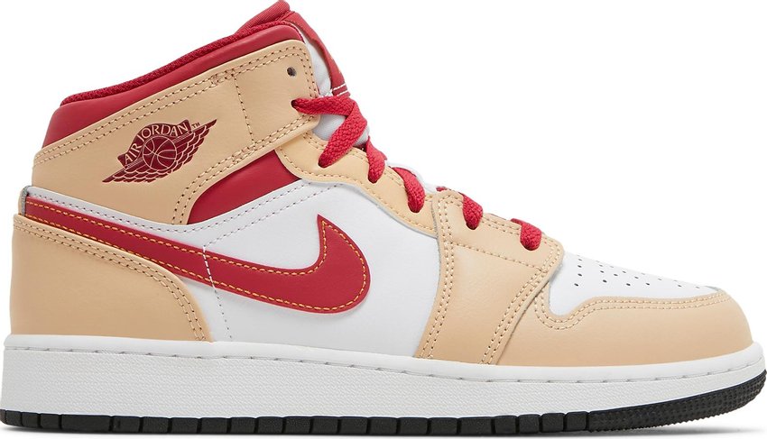 Jordan 1 Mid Light Curry Cardinal (GS)